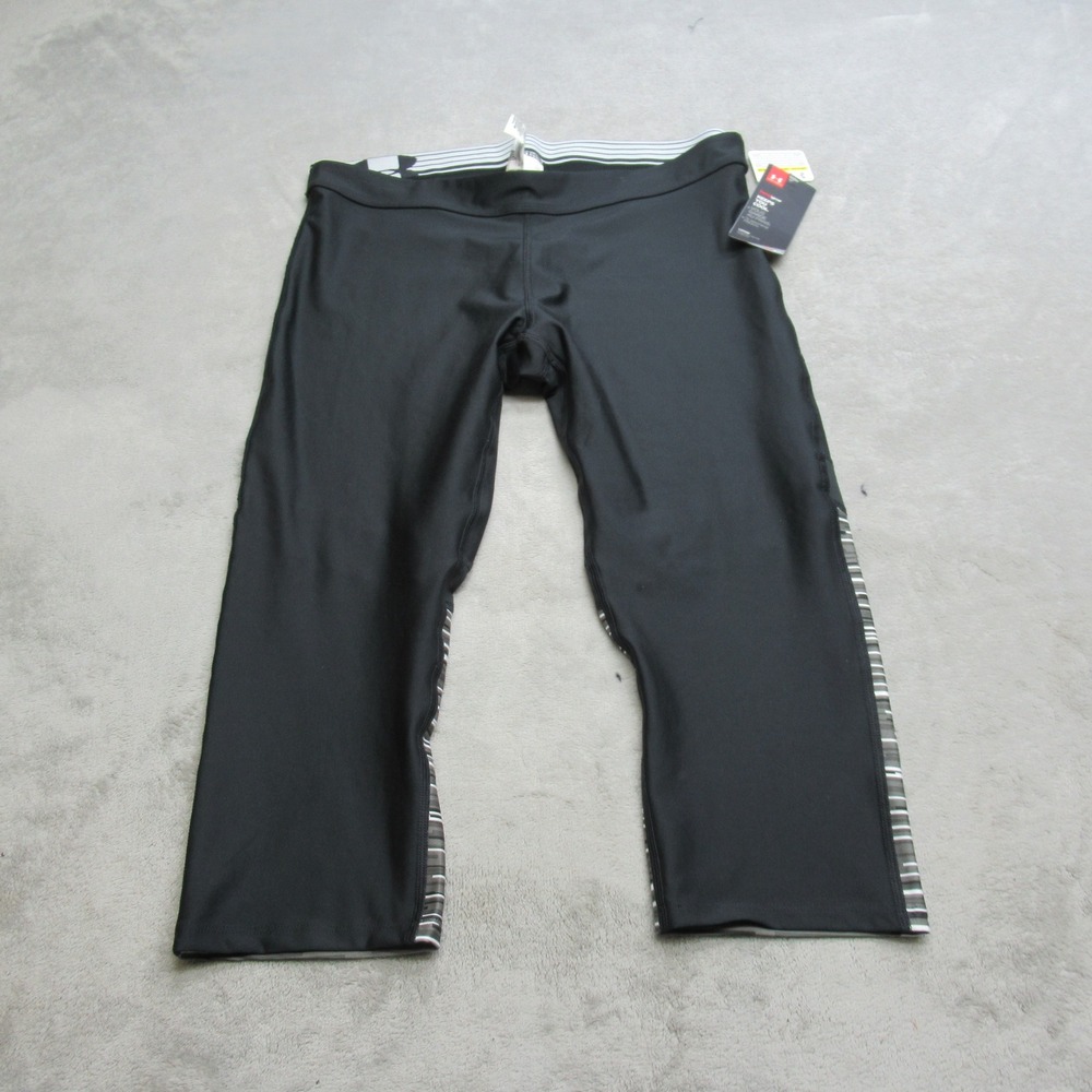 Under Armour Leggings‎ Womens XL Black Heatgear Loose Compression Crop 30x18 NEW